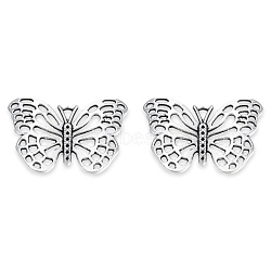 Tibetan Style Alloy Pendant Rhinestone Settings, Cadmium Free & Lead Free, Butterfly, Antique Silver, Fit for 1mm Rhinestone, 28x40x3mm, Hole: 2mm, about 200pcs/1000g(TIBE-N011-070)