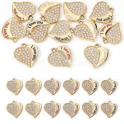 12Pcs 3 Colors Alloy Rhinestone Pendants, Enamel Style, Heart for Valentine's Day, Mixed Color, 19.5x17.5x2mm, Hole: 1.8mm, 4pcs/color(FIND-TA0010-31)