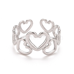 Non-Tarnish 304 Stainless Steel Heart Wrap Open Cuff Ring for Women, Stainless Steel Color, US Size 6 3/4(17.1mm)(RJEW-A005-31P)