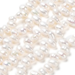 Natural Cultured Freshwater Pearl Beads Strands, Rice, Seashell Color, 7.5~9x5~6mm, Hole: 0.2mm, about 68pcs/strand, 14.06''(35.7cm)(PEAR-J007-82)