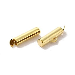 Brass Cord Ends, Column, Real 24K Gold Plated, 15x4mm, Hole: 1.5mm, Inner Diameter: 3mm(FIND-Z039-22E-G)