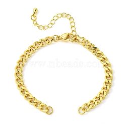 Rack Plating Brass Twisted Chain Bracelet Making, Long-Lasting Plated, Lead Free & Cadmium Free, Real 18K Gold Plated, 142mm, link: 7x5x1mm(KK-G501-03D-G)