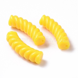 Opaque Acrylic Beads, Twist, Curved Tube, Yellow, 33x12x8.5mm, Hole: 1.6mm, about 308pcs/500g(OACR-A016-03H)