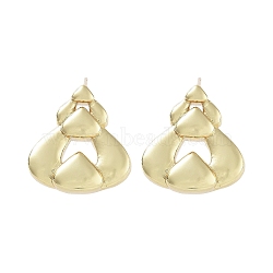 Hollow Teardrop Brass Stud Earrings, Long-Lasting Plated, Lead Free & Cadmium Free, Real 18K Gold Plated, 24.5x22.5mm(EJEW-Q811-10G)