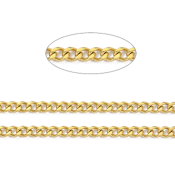 3.28 Feet Brass Curb Chains, Twisted Chains, Soldered, Long-Lasting Plated, Real 18K Gold Plated, 4x3.2x1.5mm