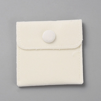 Square Velvet Jewelry Box with Snap Button, for Pendant, Ring and Bracelet Packaging Box, White, 7x7x0.95cm
