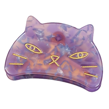 Cat Cellulose Acetate(Resin) Claw Hair Clips, for Women and Girls, Medium Slate Blue, 44x69mm