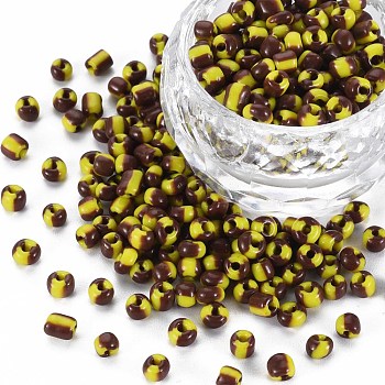 6/0 Glass Seed Beads, Opaque Colours Seep, Gold, 4mm, Hole: 1.5mm, about 4500pcs/bag