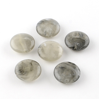 Flat Round Imitation Gemstone Acrylic Beads, Gray, 22x8.5mm, Hole: 2mm, about 184pcs/485g