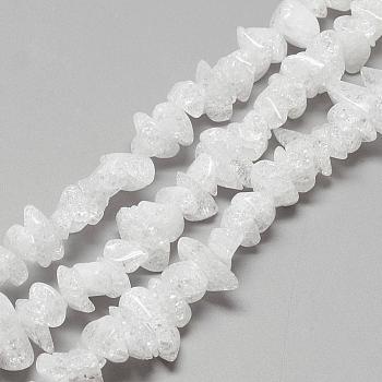 Natural Crackle Quartz Crystal Beads Strands, Chip, 6~18x4~10x4~8mm, Hole: 1mm, about 92pcs/strand, 15.7 inch