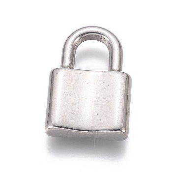 304 Stainless Steel Pendants, Padlock, Stainless Steel Color, 22x15x4mm, Hole: 8x7mm