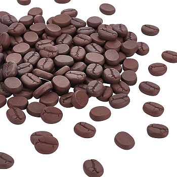 Opaque Resin Cabochons Accessories, Imitation Food, Coffee Bean, Coconut Brown, 17~17.5x13~13.5x5.5~6mm