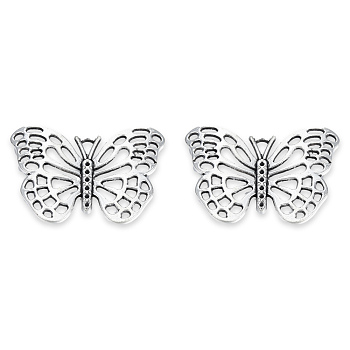Tibetan Style Alloy Pendant Rhinestone Settings, Cadmium Free & Lead Free, Butterfly, Antique Silver, Fit for 1mm Rhinestone, 28x40x3mm, Hole: 2mm, about 200pcs/1000g