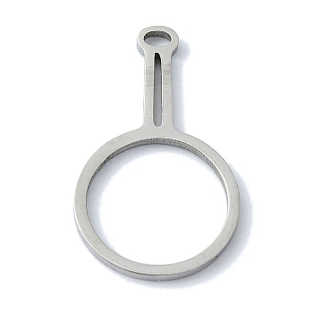 304 Stainless Steel Pendants, Laser Cut, Ring Charm, Stainless Steel Color, 20.5x12x1mm, Hole: 1mm