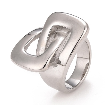 304 Stainless Steel Interlocking Rectangle Chunky Ring for Women, Stainless Steel Color, US Size 7 1/4(17.5mm)