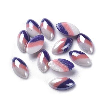 Opaque Glass Cabochons, Stripe Pattern, Tri-color Stripe, Horse Eye, Colorful, 12x6x3mm