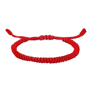 Nylon Threads Braided Bracelet, Adjustable Lucky Cord Bracelet for Women, Red, Inner Diameter: 2-1/8~3-1/8 inch(5.5~8cm) 