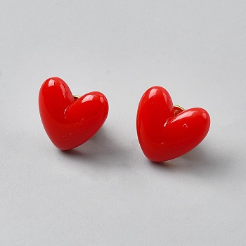 Resin Pins, Brass Lapel Pin Backs for Clothes, Heart, Red, 19x19mm