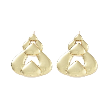 Hollow Teardrop Brass Stud Earrings, Long-Lasting Plated, Lead Free & Cadmium Free, Real 18K Gold Plated, 24.5x22.5mm