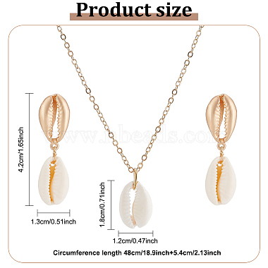 Nnatural Shell Dangle Stud Earrings & Pendant Necklace(SJEW-AN0001-11)-2