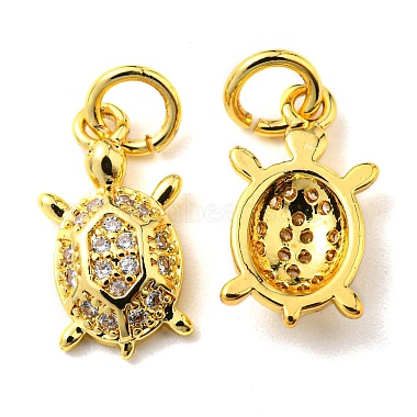 Real 18K Gold Plated Clear Tortoise Brass+Cubic Zirconia Charms