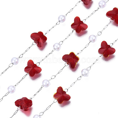 Glass Butterfly & ABS Plastic Pearl Beaded Chains(CHS-N003-02-02)-3
