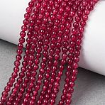 Natural White Jade Round Bead Strands, Dyed, Dark Red, 3mm, Hole: 0.8mm, about 110pcs/strand, 15~15.5 inch(G-A130-3mm-F01)