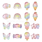 24Pcs 8 Styles Transparent Resin Cabochons, with Glitter Powder, Mixed Shapes, Mixed Color, 14~26x15~28mm, 3pcs/style (RESI-YW0005-59)