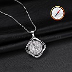 Rotatable Alloy Pendant 316 Surgical Stainless Steel Chain Necklaces for Men, Stainless Steel Color, Compass, 23.62 inch(60cm)(FS-WG50373-08)