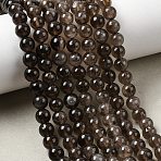 Natural Smoky Quartz Beads Strands, Round, Grade AB, 6~6.5mm, Hole: 0.9~1mm, about 63~67pcs/strand, 14.80~15.12''(37.6~38.4cm)(G-B167-A09-6mm)