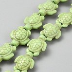 Synthetic Turquoise Beads Strands, Dyed, Turtle, Light Green, 17.5~18x14x7mm, Hole: 1.1mm, about 23pcs/strand, 15.28''(38.8cm)(X-G-WH20006-01A)
