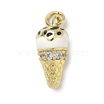 Brass Micro Pave Cubic Zirconia Pendants, with Enamel, Long-Lasting Plated, Rack Plating, Lead Free & Cadmium Free, Ice Cream Charms, Real 18K Gold Plated, White, 18.5x9x8mm, Hole: 3mm(KK-H255-03G-03)