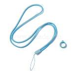 Portable Electronic Cigarette Anti-Lost Necklace Lanyard, Silicone Bands Anti Slip Rubber Rings, Deep Sky Blue, 44x0.3cm(AJEW-WH0317-70B)