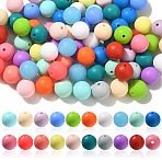 Round Silicone Beads, Mixed Color, 15mm, Hole: 2mm, 100pcs/bag(SIL-CJ0001-08)