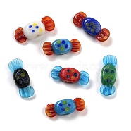 Handmade Lampwork Beads, Candy, Mixed Color, 8.5~10x23~25x6~7mm, Hole: 2~2.2mm(LAMP-I024-30)