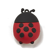 PVC Plastic Cartoon Pendants, Insect Style, Ladybug, 48.5x33x19.5mm, Hole: 3mm(PVC-O001-01C)