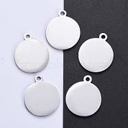 304 Stainless Steel Pendants, Manual Polishing, Blank Stamping Tags, Flat Round, Stainless Steel Color, 23x20x1.8mm, Hole: 2mm(STAS-I140-01A-S)
