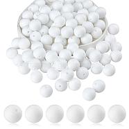 100Pcs Silicone Beads Round Rubber Bead 15MM Loose Spacer Beads for DIY Supplies Jewelry Keychain Making, White, 15mm(JX454A)