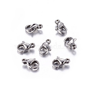 304 Stainless Steel Lobster Claw Clasps, Parrot Trigger Clasps, Manual Polishing, 9x5x2.5mm, Hole: 1mm(X-STAS-R050-9x5mm)