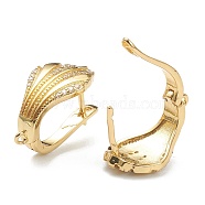 Shell Shape Brass Micro Pave Clear Cubic Zirconia Hoop Earring Findings with Latch Back Closure, Long-Lasting Plated, Real 18K Gold Plated, 23x12.5mm, Hole: 1.2mm, Pin: 1mm(EJEW-A058-24G)