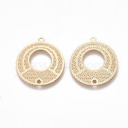 Brass Links connectors, Etched Metal Embellishments, Donut, Light Gold, 20x18x0.3mm, Hole: 1.2mm and 1.5mm(KKC-T001-38KC)