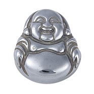 Synthetic Terahertz Stone Pendants, Maitreya Laughing Buddha Charms, 37.5x32.5x12mm, Hole: 1.4mm(G-A234-02)