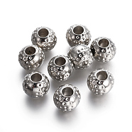 CCB Plastic Beads, Large Hole Round Beads, Platinum, 14x12mm, Hole: 6mm(CCB-J032-30P)