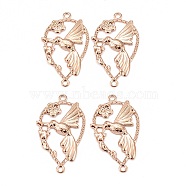 304 Stainless Steel Links Connectors, Teardrop with Bird, Rose Gold, 33.5x18.5x1.5mm, Hole: 1.6mm(X-STAS-I167-04RG)