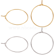 100Pcs 2 Styles 316 Surgical Stainless Steel Wine Glass Charms Rings, Hoop Earring Findings, DIY Material for Basketball Wives Hoop Earrings, Golden & Stainless Steel Color, 21 Gauge, 24x20x0.7mm, 20x0.7mm, 50Pcs/style(UNKW-BBC0001-98)
