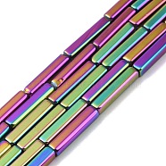 Electroplate Glass Beads Strands, Full Plated, Rectangle, Colorful, 19.5~20x3.5~4x3.5~4mm, Hole: 1mm, about 38pcs/strand, 29.13''(74cm)(EGLA-Q128-12A-FP01)