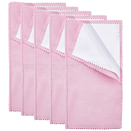 5 Sheets 4 Layers Silver Polishing Cloth, Jewelry Cleaning Cloth, Sterling Silver Anti-Tarnish Cleaner, Rectangle, Pink, Fold: 10x20x0.2cm(AJEW-SC0002-32)