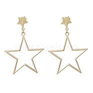 Brass Dangle Stud Earrings, Hollow Star, Golden, 53x38mm(EJEW-TA00362)