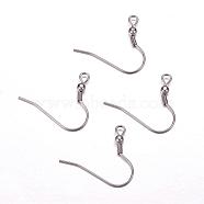 304 Stainless Steel Earring Hooks, with Horizontal Loop, Stainless Steel Color, 21x23.5x3mm, Hole: 2mm, 22 Gauge, Pin: 0.6mm(STAS-F117-23P)