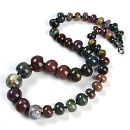 Natural Indian Agate Rondelle Graduated Beaded Necklaces for Women Men, 19.49 inch(49.5cm)(NJEW-K388-02J)